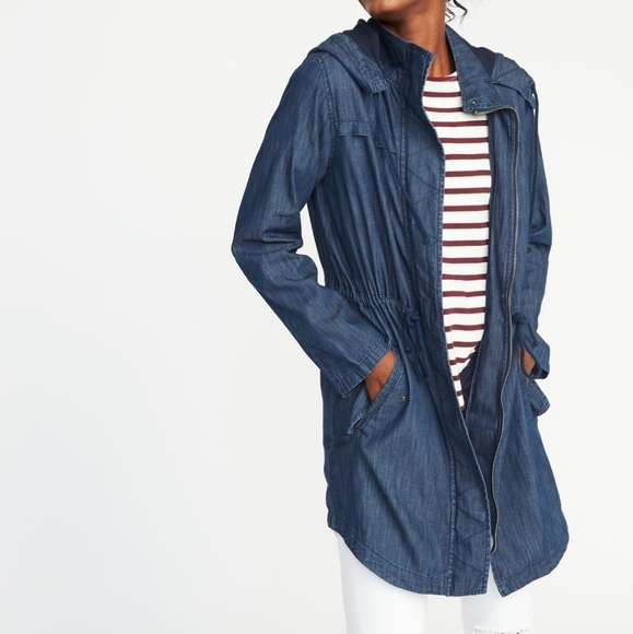 Old Navy Jackets & Blazers - OLD NAVY / XXL / Women's Cotton Chambray Utility Field Jacket - Blue Dark Wash